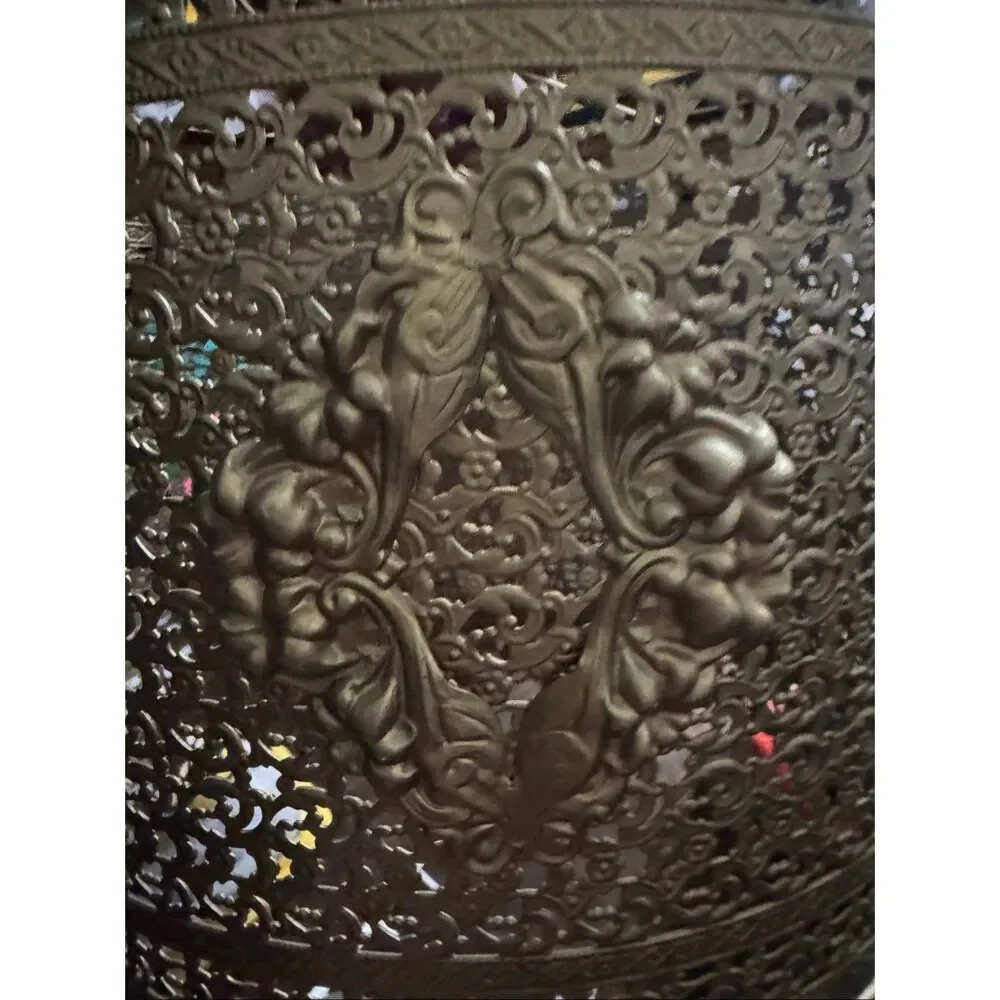 Vintage Mcm hollywood regency brass ornate lamp-light shade decor home